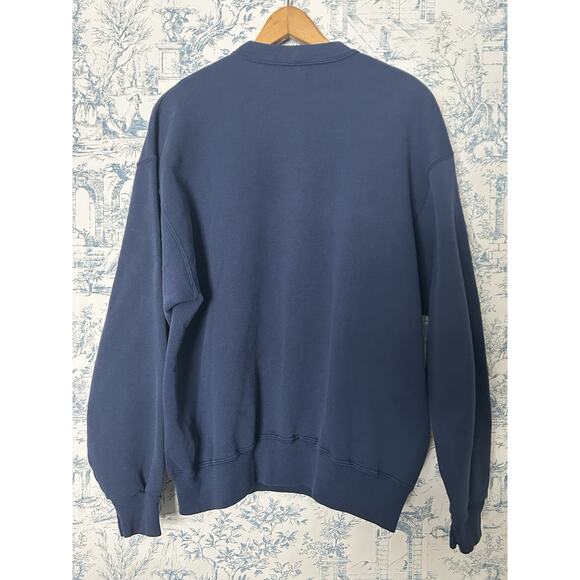 Vintage 90s Notre Dame Pullover Crewneck Sweatshirt USA College Navy XL - Picture 4 of 4